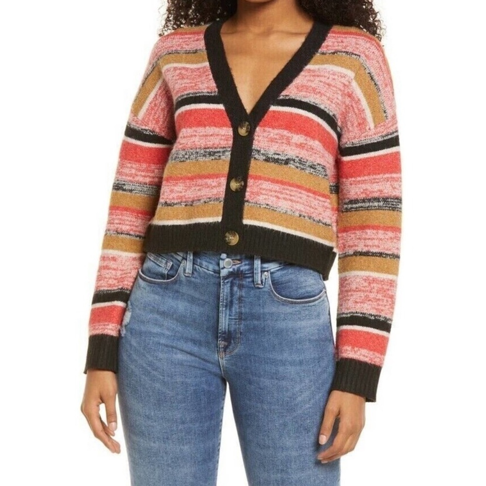 Bp. Blk Marl Stripe LS Crop Cardi